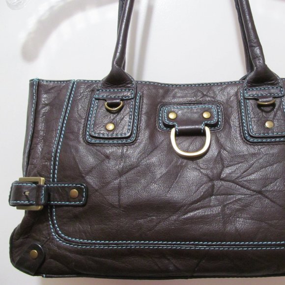 Wilsons Leather Bags Wilsons Leather Handbag Brown With Blue